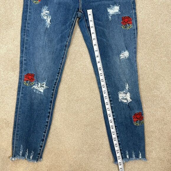 Driftwood Joyce Classic Fit W27 L27 Embroidered Floral Rose Distressed Raw Jeans - Picture 3 of 9